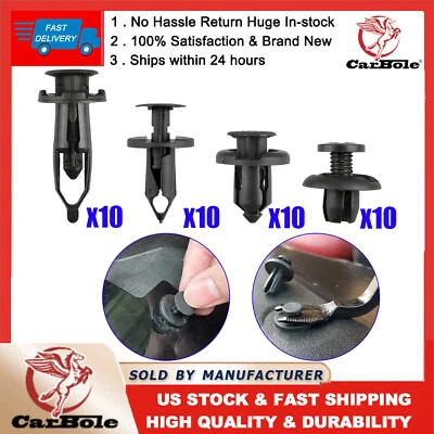 40X Clips de coche para agujero remaches de plástico retenedor guardabarros pasador de empuje sujetador parachoques Foto 1 de 4