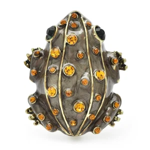 Enamel Frog Brooch for Women and Men - Rhinestone Animal Pin - Picture 1 of 14