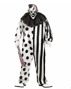 Black & White Killer Clown Costume with Mask - Picture 1 of 1