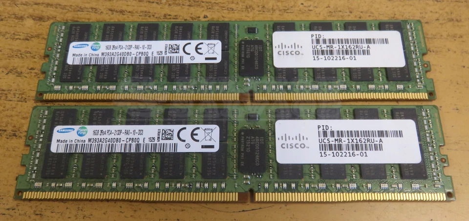 Cisco Samsung 2 x 16GB PC4-2133P 2Rx4 ECC Reg Server Memory RDIMM 15-102216-01 - Image 1 of 1