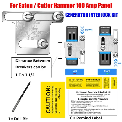 HOZLYBLOGORS Generator Interlock Kit For Eaton / Cutler Hammer BR Series 100 Amp Main Panel