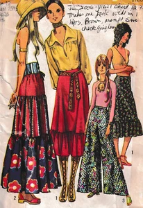 1971 Long or Mid Calf Skirt Culottes Pantskirt Pattern Size 12 Simplicity 9462 - Picture 1 of 7