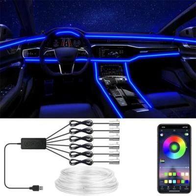 Flexible El Wire Lights 12v Rgb Neon Strip, App-controlled for Car Interior - Image 1 of 4