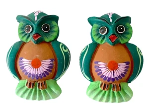 Terracotta Owl Wall Hanging Hand Painted Colorful - Imagen 1 de 8