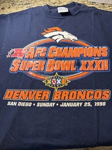 Denver Broncos Shirt Super Bowl XXXII Logo short sleeve T shirt cotton Original - Picture 1 of 3