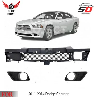 Front Bumper Grille & Fog Light Trim Left & Right For 2011-2014 Dodge Charger Foto 1 de 4