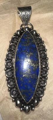 Lapis Lazuli Gemstone Handmade 925 Sterling silver Jewelry Pendant Size 2.3'' - Image 1 of 4