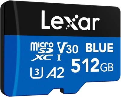 Lexar Blue Micro SD Card 512GB, up to 160MB/s Read, microSDXC UHS-I 512GB  - Image 1 of 4
