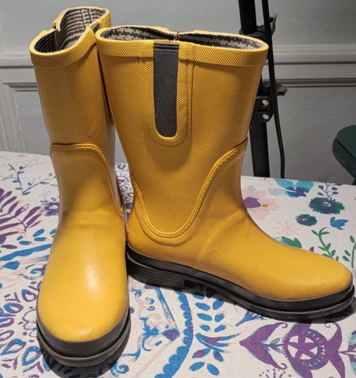 Botas de agua altas LL Bean amarillas talla 8 botas de lluvia altas hasta la pantorrilla para mujer impermeables de goma Foto 1 de 4