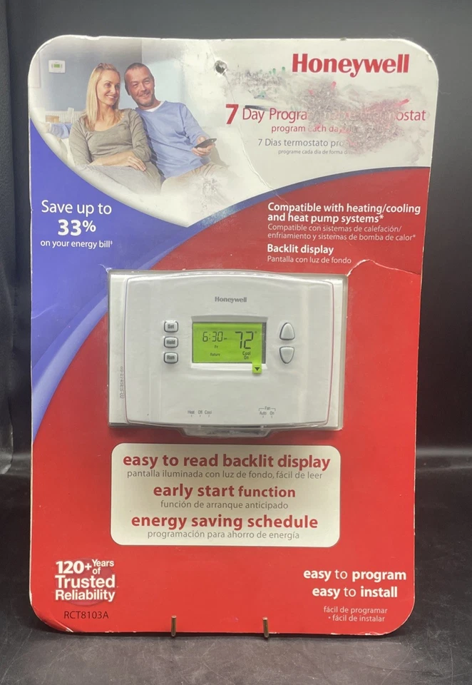 NEW Honeywell 7-Day Programmable Thermostat Temperature Control RCT8103A-White - Image 1 of 1