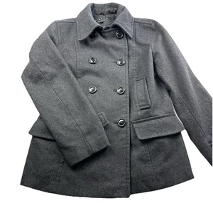Giacca Women's Pure Wool Mark Peacoat Charcoal Gray Coat Jacket Size Large - Picture 1 of 3