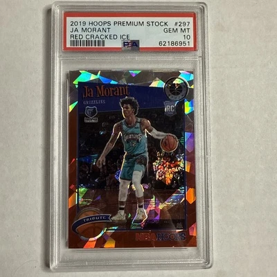 Hoops Premium 2019 Red Cracked Ice Ja Morant novato PSA 10 AE Foto 1 de 2