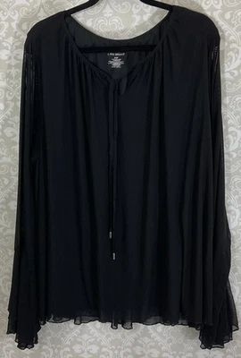 Blusa para mujer LANE BRYANT 18/20 negra forrada de gasa boho hippie retro top Foto 1 de 4
