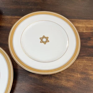6 Fitz and Floyd Israel Gold Plates 8.125” Jewish Star Gold Decor FF 1993 - Picture 1 of 23