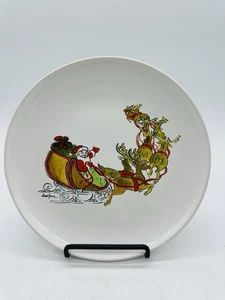 Ceramiche Noi Italian Ceramic Dinner Plate Santa and Reindeer - Picture 1 of 6