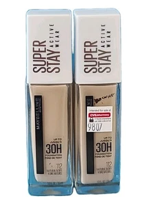 ( LOT OF 2 ) SUPER STAY 30hr ACTIVE WEAR Foundation #112• NATURAL IVORY 1 fl oz - Picture 1 of 7