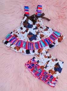 Cow & Serape Shorts Set - Picture 1 of 1