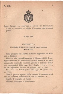 LD0027 Regi Decreti: Autorizz.di Fiorenzuola d'Adda a riscuotere dazi - Imagen 1 de 1