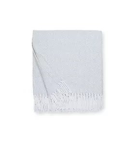 Sferra Terzo 100% Brushed Cotton Throw - Silver Sage/White Silver Sage / White - Picture 1 of 4