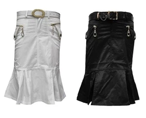 Magen Kids Girl Fashion Dressy Black/White Dance Skirt Slim fit W. Belt Sz. 6-12 - Picture 1 of 5