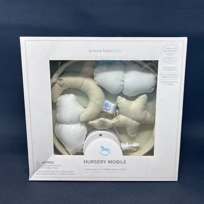 Cuna musical Pottery Barn bebé guardería móvil estrellas luna juguete nuevo en caja juega centelleante Foto 1 de 4