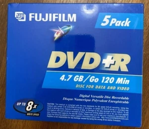 Fujifilm DVD-R 5 Pack 120 Min Blank Storage Media 4.7GB Disc for Data Video New - Picture 1 of 1