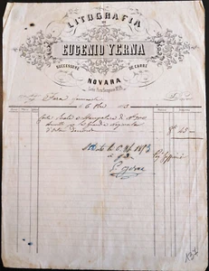 GF0137 - Fattura: Litografia Yerna - Novara 1853 - Picture 1 of 1