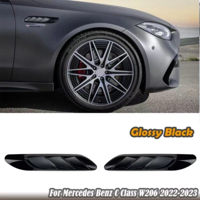 For Mercedes Benz C E CLA 2Pcs Sport Black Side Fender Air Vent Outlet Trim - Image 1 of 4