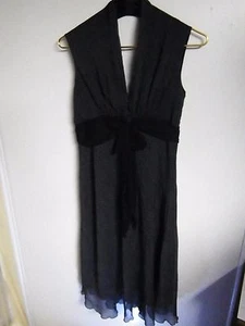 B MOSS DAMENGRÖSSE 6 SCHWARZ GEPUNKTET KARRIEREKLEIDUNG DURCHSICHTIG KLEID AUSGESTELLT SCHLEIFE COOL - Bild 1 von 10