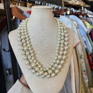 Stella & Dot Costume Faux Pearl Deco Inspired Tripled Strand Necklace - Picture 1 of 9
