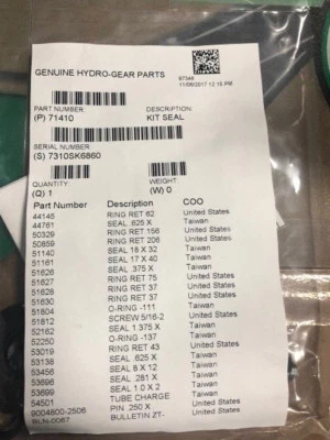 HYDRO GEAR 71410/21543999 Seal Kit/gasket hydraulic pump transaxle transmission - Image 1 of 4