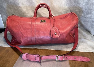 M Valentino Vintage Leder Mario Reisetasche Gepäck Schultergurt Tasche Rosa - Bild 1 von 24