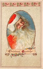 1920? Red Robe Santa Christmas Greetings post card by Winsch?
