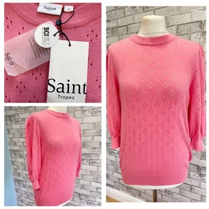 New St Tropez Lenny Coral Knit Pullover Size S 8 10 Lightweight RRP 39.99 Fault - Picture 1 of 15