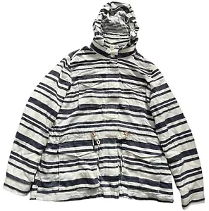 Giacca a vela Levis a righe blu bianco con cappuccio cotone lino - Taglia media - Foto 1 di 18
