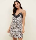 New Look Leopard Lace Trim Cami Chemise Dress Nightwear Lounge Look Uk 10