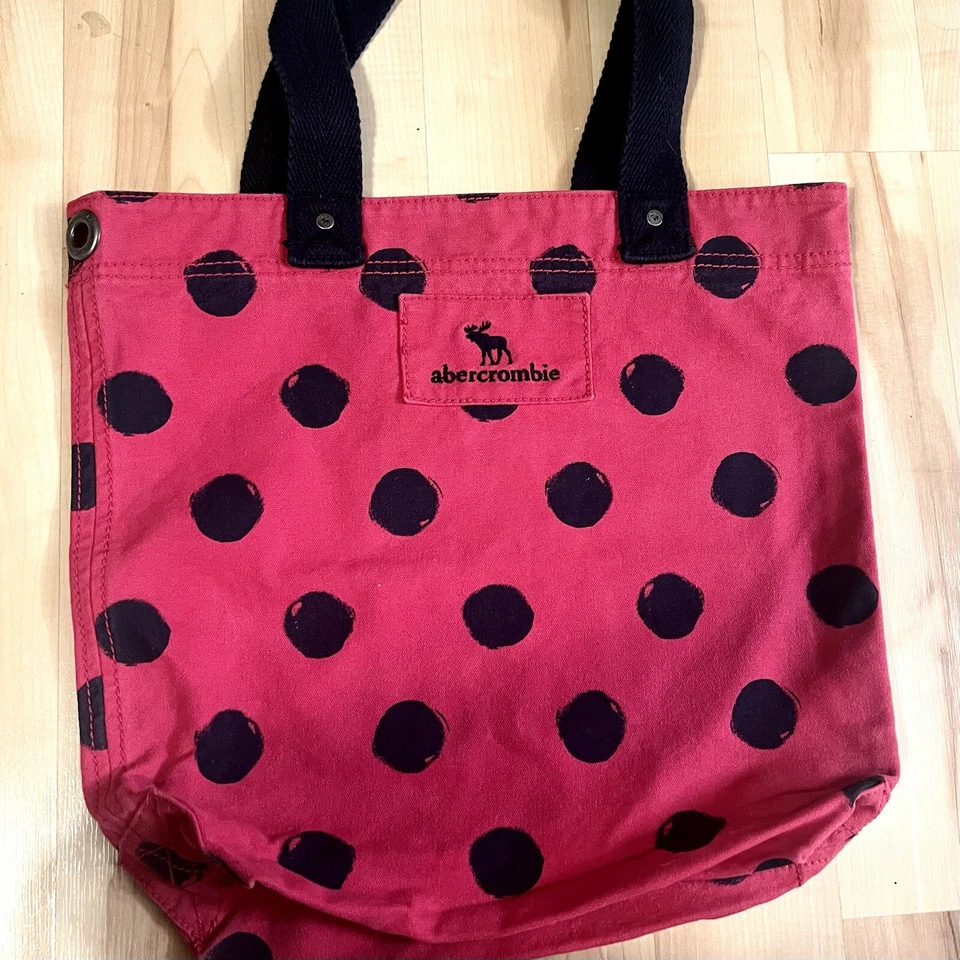 Bolso de Mano Y2K Vintage RARO Preppy Abercrombie Rosa y Azul Marino Lunares Foto 1 de 4