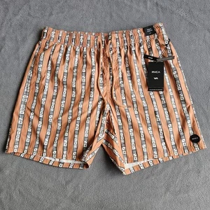 RVCA Board Shorts Mens Size Large Elastic Waist Pocket Swim Trunks Orange Summer - Picture 1 of 15