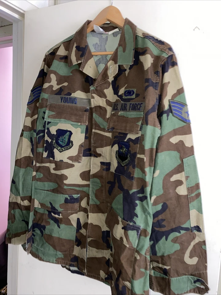 VTG 1998-05 USAF WOODLAND BDU utility Shirt E5 staff Sgt Pacific 51st Air Forces - Image 1 of 4