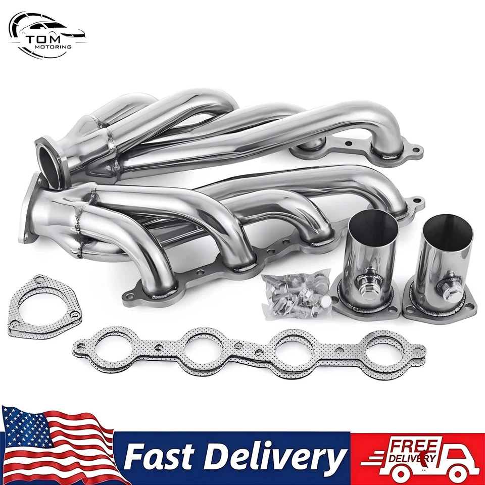 Set LS Swap Exhaust Headers For Chevy LS1 LS2 LS3 LS6 LS9 S10 SUV Truck Super - Image 1 of 4