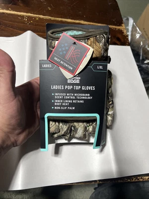 REALTREE Edge Womens Hunting Pop-Top Mitten Gloves Microban Non-Slip L/XL NEW - Image 1 of 4