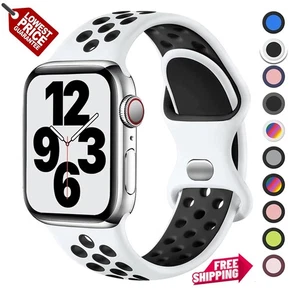 Cinturino sportivo in silicone iWatch per Apple Watch braccialetto traspirante SE 9 10 11 - Foto 1 di 59