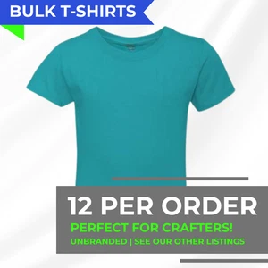 Jade Green Teal T-Shirt Youth Girls Size 6 | 12 Pack Unbranded - Picture 1 of 1