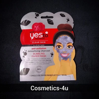 Yes To Tomatoes Detoxifying Charcoal Bubbling Paper Face Mask/Skincare/Natural. - Image 1 of 2