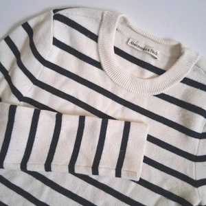 Abercrombie & Fitch Kids Big Girls Sweater XS White Black Stripes Viscose - Picture 1 of 8