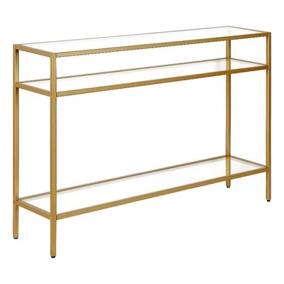 Siviline 42'' Wide Rectangular Console Table in Brass - Image 1 of 4