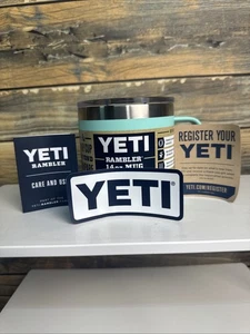 Taza verde espuma de mar YETI Rambler 14 oz con tapa deslizante Mag nueva - Imagen 1 de 12