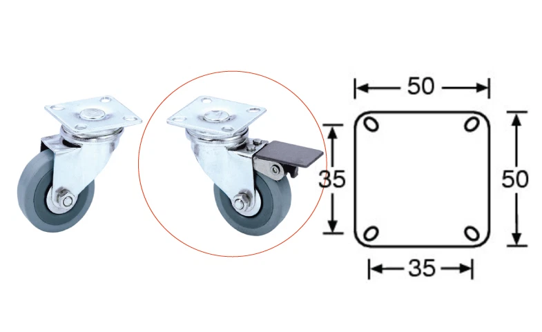 RUOTA GUITEL CON FRENO DIAMETRO 50MM FLIGHT CASE