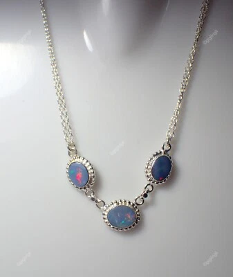 Collar azul cadena de piedras preciosas de ópalo etíope plata de ley 925 joyería india Foto 1 de 4