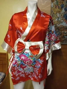 Kimono 3-teilig sexy Morgenmantel/Obi und Höschen verstellbar passt den meisten - Bild 1 von 6